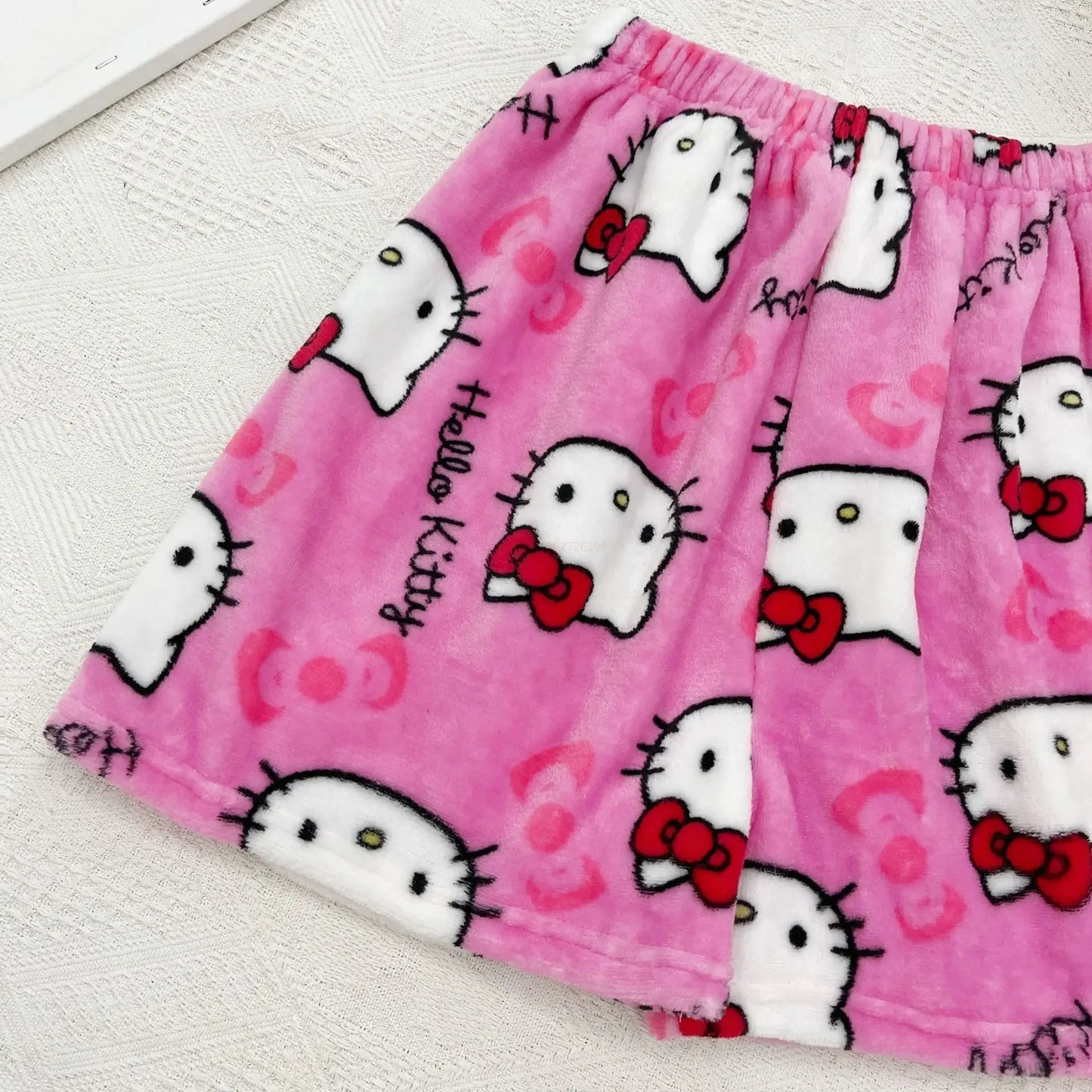 Sanrio Hello Kitty Kawaii Anime Flannel Pajamas Women'S Warm Woolen Cartoon Casual Home Pants Autumn Winter Fashion Trousers